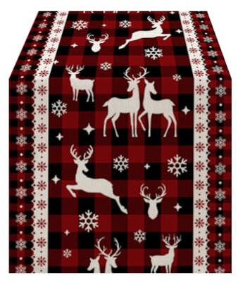 Lslandmood Rentier Weihnachten Tischläufer Urlaub Party Dekor | Saisonnal Winter Küche Tisch Dekoration Drinnen Urlaub Party Dekor 40x140 cm