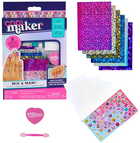 Cool MAKER Go Glam Foliennägel Set - mit 6 schimmernden Folien und Nagelaufklebern für 5 selbst designte Maniküren, für Kinder ab 7 Jahren