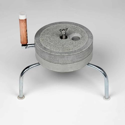 Handmade Carved Household Coffee Mill/Pulverizer, Small Dry/Wet Grain Mill Tea Paste Mill for Soybean Peanuts Wheat, Classic Natural Limestone Stone Grinder (Size : M)