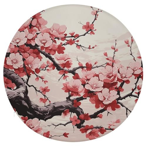 YKUDBN Quadratisches Kissen, japanisches Blumenmuster, Kirschblüten-Druck, Memory-Schaum-Kissen, vielseitiges Kissen, Heimdekoration, weiches Stuhlkissen, belastbares Kissen