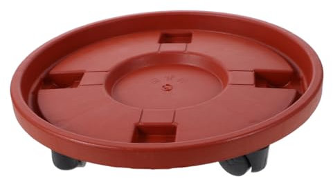 KONTONTY Pflanzentablett Rollende Pflanzenpalette Blumentopfständer Rollen Tablett für Topfpflanzen Pflanzschalen mit Universalrädern Starke Tragkraft PP Rot für Innen und Außenbereich