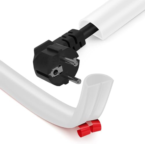 Flexibler Kabelkanal Selbstklebend - 2 Metre x 15mm x 10mm PVC Kabelschutz Boden für 1 Kabel, für Haus, Büro, Schule, Lager (Weiß)