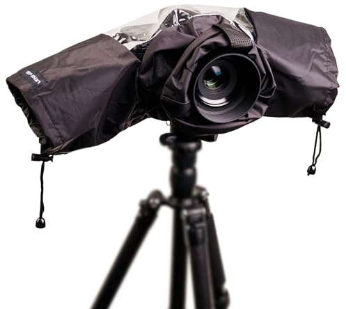LENS-AID Regnskydd kamera vattentätt skydd mot sand och damm | För objektiv upp till 20 cm, PVC-fönster, kardborre, dragsko, sidoöppningar