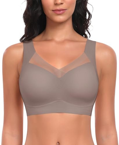 Damen BH Ohne Bügel Nahtloser Bequemer BH Weicher Glatter BHS Bustier Bügelloser BHS Komfort Soft Bra T-Shirt Bralette Gepolsterter (Grau-Glatt, S)