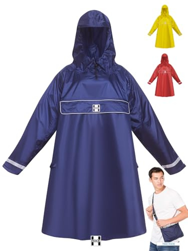 HOCK Poncho per bicicletta elettrica di alta qualità, con maniche per bicicletta e e-bike, adatto per caschi – impermeabile al 100,0%, Blu marino, XL