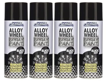 PEBBLE HUG Alloy Wheel Matt Black Spray, Fast-Drying Formula, Long-Lasting protective, Durable, UV Protection, Easy to Use, Scratch-Resistant Coating, 400ml, (4 Pcs)