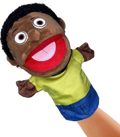 Handpuppen für Kinder, Handpuppen für Tiere, Puppen zum Geschichtenerzählen | pädagogische Puppen, Plüschspielzeug für die Familie der schwarzen Menschen