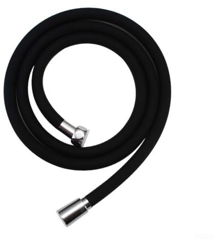 Lecreatekit Edelstahl-Brauseschlauch, 1,5 m, Silikon, Schwarz, Duschschlauch, flexibel, Anti-Verdreh, für Badewannenarmaturen