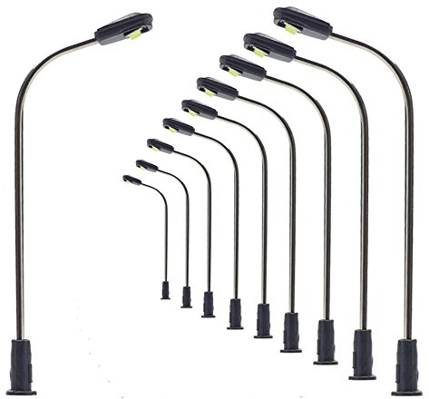 Evemodel 10 Stück Spur Z 1:200 Modell Lampe Peitschenlampen Straßenlampen Flexible Höhe Beleuchtung Leuchte Modellbau Dekor (kalt weiß)