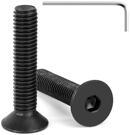 Tunejoy 20 Stück M8 x 40 mm Senkkopfschrauben Schwarz Senkschrauben Edelstahl A2 V2A Senkkopf Innensechskant DIN 7991 Vollgewinde mit Inbusschlüssel