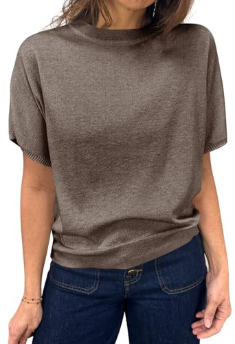 Saodimallsu Womens Short Sleeve Crew Neck Knit Pullover Sweater Summer Tops
