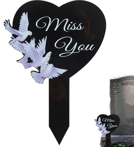 Marqueurs de tombe | Plaques imperméables en métal noir pour piquets funéraires avec cœur - Plaques noires imperméables avec piquet pour cadeaux de fête des mères et d'anniversaire