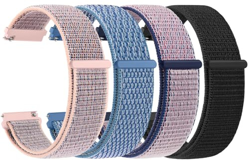 Amzpas Nylon Uhrenarmband 22mm 20mm 18mm Armband mit Schnellverschluss, Klettverschluss und Schnellverstellung Geflochtenes Uhrenarmbänder, Universelles Ersatzarmband für Smartwatch Traditionelle Uhr