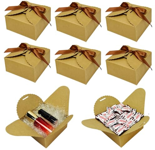 Festa Centro Scatola Regalo Marrone Quadrata Carta Kraft, 50pz, 12x12x6cm