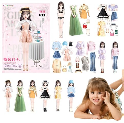 Magnet-Anziehspiele, Anziehpuppen - So tun und spielen Sie ein Reisespielset-Spielzeug - Prinzessin-Anziehpuppe aus Papier, leicht zu greifen, Geschenk für Kinder, Mädchen im Alter von 4–7 Jahren