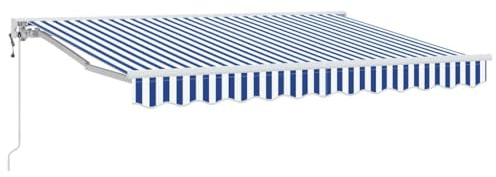 vidaXL Toldo Retráctil Azul y 300 x 200 cm Aluminio y Tela, Toldo Semi-Cassette Moderno para jardín y terraza, Rectangular, diseño Flexible, fácil de Instalar y versátil