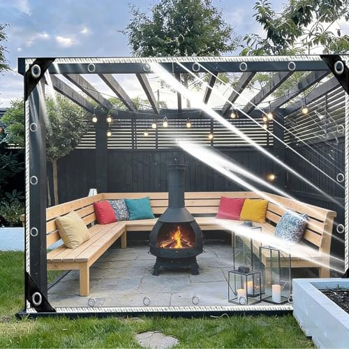 Telone Occhiellato 4.3 x 4.9 m Impermeabile Protezione UV con Occhielli Telone Protettivo 400G ㎡ per Barche, Legno, Piscina, Mobili da Giardino, Auto, Bianco