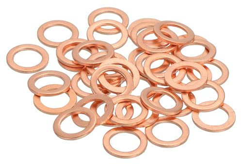 QUARKZMAN 38 Pz Arandelas Planas. Juego Arandelas Diámetro Interno 8mm. | Cobre M8 Anillos Sellado Cobre Arandelas Aplastamiento., Diámetro Externo 12mm., Grosor 1mm, Para Tornillos Reparación