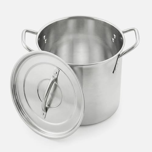 Winsome Stainless Steel Stock Pot with Lid - 11 Liters - Bottom Deep Stew Sauce Soup Pasta Cooking Pot Home Brew Boiling Pot Set