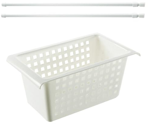 SUPVOX Panier D'égouttage pour Évier Cuisine Extensible avec Tiges Télescopiques, Panier de Rangement Moyen Multifonction en Plastique, pour Organiser sous Évier et Sécher la Vaisselle