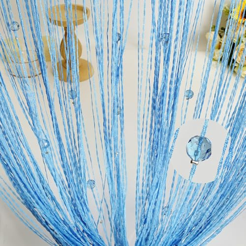 HYSENM 2‑er‑Set Perlenvorhang für Türen Fliegenvorhang Insektenschutz | 1 x 2 M 60 Beads Fadenvorhang Perle Glitzer Raumteiler Fliegenschutz Kürzbar Dekorative Gardine für Schlafzimmer Hochzeit