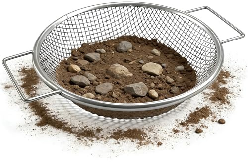 PWGHWG 30cm Gartensieb Metall Kompostsieb Garten Sandsieb Rundes Erdsieb mit Griff, Durchwurfsieb 6mm Masche Sieb für Erde Sand Steine Kompost Schotter