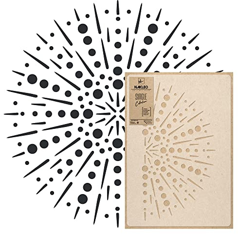 NAKLEO Stencil Mandala per Pittura Diametro 89cm-L, Fuochi d'artificio Ornamento Modello per Pareti Grandi Dimensioni, Plastica e Riutilizzabile Fai Da Te Artigianato, Muro Legno Tessuto Mobili