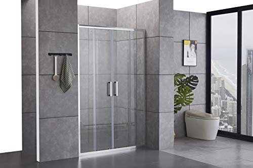 Box doccia porta doccia 150 cm per nicchia apertura scorrevole centrale altezza 195 cm cristallo temperato 6 mm trattamento anticalcare (150 (146-151) CM)