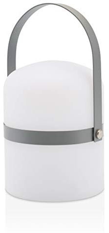 LUUK LIFESTYLE Akku LED Laterne mit Griff, 72h lange Leuchtdauer, wiederaufladbar mit USB und dimmbar, für Wohnzimmer, Schlafzimmer und Balkon, in grau matt