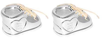 Brillibrum Design 2er Geschenke Set für Kinder Milchzahndose + Lockendose Taufgeschenk Geburt zahndose Silber aus Metall versilbert Junge und Mädchen (Mit Gravur)