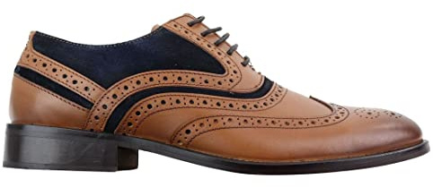 Mens Full Leather Suede Laced Oxford Brogues Smart Casual Formal Gatsby