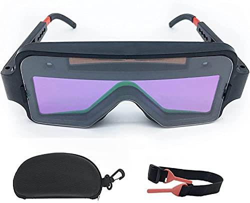 Fyearfly Schweißerbrille, automatisch abblendende Augenschutzbrille mit Reißverschluss-Aufbewahrungsbox, geeignet für Schneid- und Schweißarbeiten