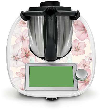 Adesivo protettivo decorativo compatibile con robot da cucina Bimby TM6, accessorio da cucina, impermeabile, autoadesivo RX042 (18 fiori di ciliegio)
