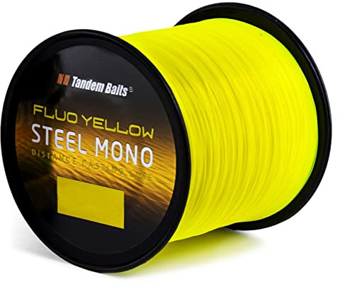 Tandem Baits Steel Mono Fluo Angelschnur für Angelrute | Angelzubehör für Karpfenrute | Nylonschnur zum Große-Fische-Angeln | Karpfenzubehör für Profis & Hobby-Angler