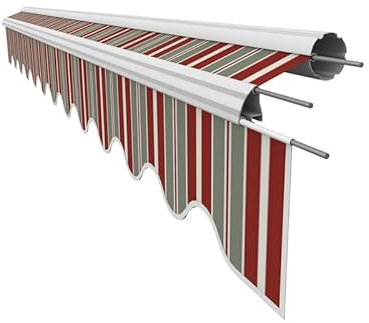 Leudus Markisenstoff mit Volant für 4 x 3 m Markisen-Ersatzstoff Markisentuch Markisenbespannung Markisentuch Sonnenschutz fertig genäht Maß Tuch 3,83 x 3 m Volant 3,83 x 0,21 m Design SPD036