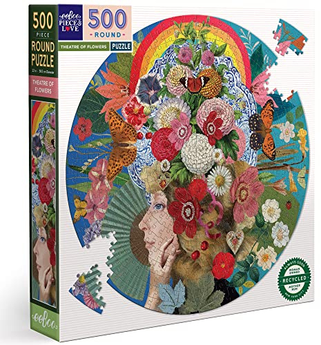 eeBoo Piece and Love Theater of Flowers Puzzle für Erwachsene, rund, ab 14 Jahren, 500 Teile