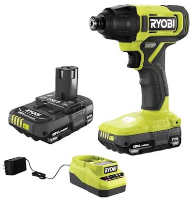 RYOBI ONEAND 18V Cordless 1/4 in. Impact Drill/Driver KIT with 2 1.5 AH Batteries and CHA