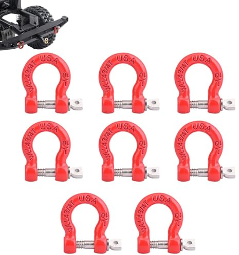8Pcs RC Lock Catch with Screws, Metal RC Trailer Tow Hook Remote Control Trailer Buckle Winch Shackle Rescue Lock Catch for Remote Control Climbing Crawler Car Truck Decor Parts