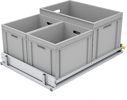 Tinobu Auszugssystem für den Camper Ausbau, extra kurz und breit, Belastung 220kg, 60cm Tiefe, Eurobox (Breite: 80cm)