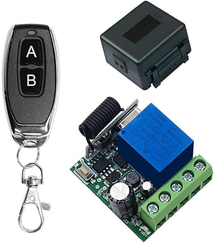 QIACHIP 433MHz Funkschalter mit Fernbedienung DC 12V 24V 30V Funk Relais 1 kanal RF Funksteuerung Relais Empfänger modul mit 1 Sendern Potentialfreie Kontakte für Garagentor,Licht, Access control