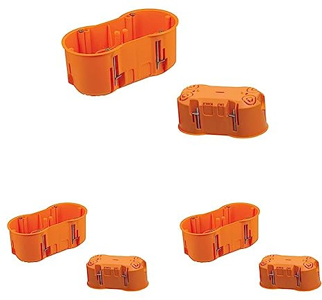 Pawbol 2-Fach Hohlwanddose Tiefe 60mm Fräsloch 2 x Ø 68 mm mit 4 vormontierten Geräteschrauben (Packung mit 3)