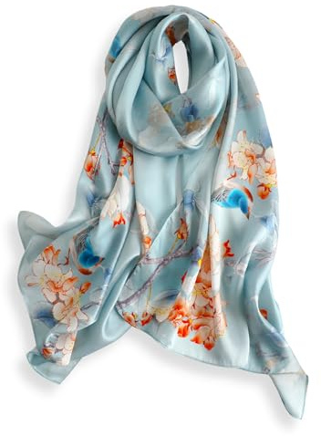 PoeticEHome Sciarpa Lunga in 100% Seta di Gelso - Scialle Oversize Donna per Testa, Collo e Capelli con Elegante Confezione Regalo (170x53cm)