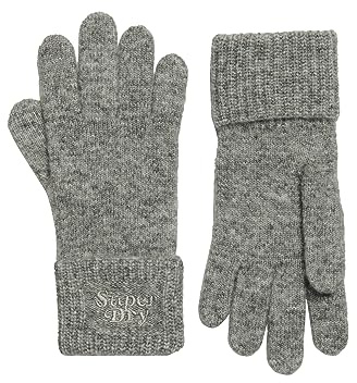 Superdry Damen Gerippte Strickhandschuhe Grau Meliert 1SIZE