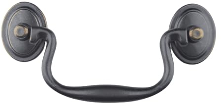MuDuJia 4er-Pack 10,2 cm Lochmitten in antikem Eisen, schwarz, Schubladengriffe für Küchenschranktüren, Möbelbeschläge, C-C: 102 mm (Antikschwarz, 4)