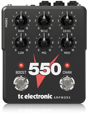 TC Electronic V550 PREAMP Pedale per Chitarra | Preamp per Chitarra a Due Canali con Controlli Indipendenti dei Canali, Potenziamento Pre/Post e Uscite Dedicate per DI e Cuffie