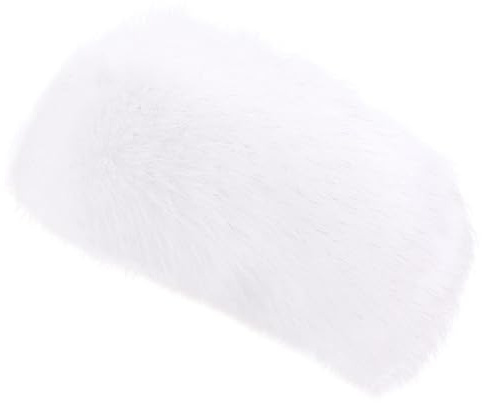 HIXNUG Ear Warmer Earmuff Faux Fur Headband Winter Fluffy Elastic Headband Soft Earmuff for Cold Weather (White)