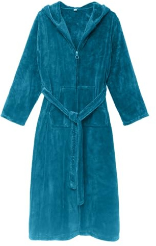 Chnnamzu Herren Bademantel Flauschig mit Reißverschluss Herren Bademantel Frottee Bademantel Herren Leicht Leicht Morgenmantel Herren Lang Warm Hausmantel Langarm Badeponcho Saunakilt