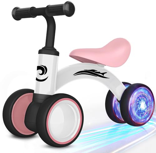 Colorful Lighting Baby Balance Bike Toys for 1 Year Old Girl Gifts, 10-36 Month Toddler Balance Bike, No Pedal 4 Silence Wheels & Soft Seat Pre-School First Riding on Toys, 1st Birthday Gifts.
