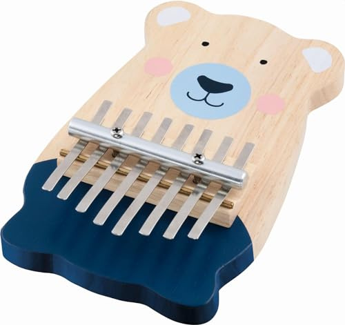 goki 61872 Kalimba avec motif ours pour enfants, piano à pouce, bois et métal, 8 sons, jouet musical pour stimuler le talent musical, ours, 19 cm x 12 cm, à partir de 5 ans