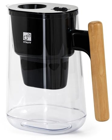 Filterkanne G21, Fassungsvermögen von 2,5 L schwarz, 4-Schicht-Filtersystem, 3 Ersatzfilter, Filterkapazität: 160 l gefilt. Wasser, Filterwechselanzeige